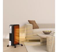 HOMCOM 1500W 7 Fin Oil Filled Heater Radiator for Home, Black