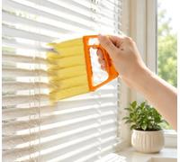 7-Finger Venetian Blind Cleaner Duster - Washable Dusting Tool for Window Blinds, Air Vents, Shutters, Ceiling Fans & AC Vents - Multi-Surface Housekeeping Brush (Orange)