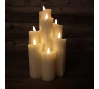 Samuel Alexander 7 Flame Battery Operated Melted Edge Christmas Wax Candle with Timer in Cream Samuel Alexander Cream