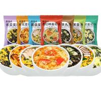 7 Flavors Freeze dried Instant Vegetable Soup,Healthy Breakfast,Side Dishes,Sour and Spicy Tomato Fresh Mushroom Soup,Convenient Meal Replacement Food (7 flavors,30bags)