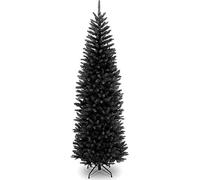 7 Foot Kingswood Fir Pencil Tree, Hinged BLACK, 7' - 7ft - 210cm