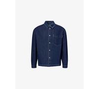 7 For All Mankind Mens 7 For All Mankind Regular-Fit Cotton and Linen Blend Denim Overshirt Nocturnal L