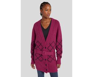 7 For All Mankind Womens Ladies Diamond Stitch Cardigan Sweater - Red Wool Blend - Size Large