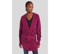 7 For All Mankind Womens Ladies Diamond Stitch Cardigan Sweater - Red Wool Blend - Size Medium