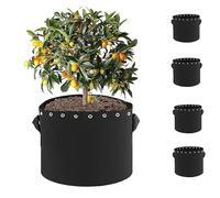 7 Gallon Grow Bags for Plants 5-Pack Thickened Non-woven Aeration Fabric Pots with Handles and Holes, 26 Litre Plant Fabric Containers (5-Pack 7 Gallon)