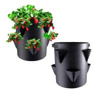 7 Gallons Strawberry Planter Outdoor, 2 Pack Strawberry Plant Grow Bags With 6 Hole, Reusable Non-Woven Breathable Strawberry Planting Pots, Pant Growing Bags for Vegetables Outdoor Indoor