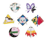 7 Ghost Slayers Badge Anime Figures Logo Cool Brooch Pins Nezuko Giyuu Shinobu Cosplay Bag Pins Decoration