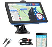 7" GPS Sat Nav for Truck Car RV, Offline Navigation UK & Europe Maps HD Touchscreen, Voice Guidance, Type-C, Sun Visor & Mount, Speed Limit Warnings, Postcode Search Quick GPS Fix