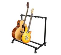 7 Guitar Stand Rack With Wheels Folding Design Multi Guitar Rack Rolling Stand Multiple Instrument Display Rack Movable With Soft Cushioning Sponge for Acoustic Electric Guitar Bass