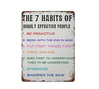 7 Habits Of Highly Effective People, Poster In Red And Black Vintage Metal Sign For Home Cafes Store Pubs Office Club Sign Gift Plaque Tin Sign Wall Decor 5.5x8inch