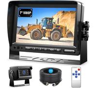 7" HD 1080P Car Reversing Camera Kit, IP69 Waterproof Vibration-Proof Rear View Camera IR Night Vision Dual Split Screen for Tractor/Excavator/Truck/Skid Steer/Harvester/Caravan