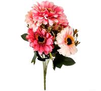 7 Head Artificial Silk Daisy Bouquet Made from Silk and Plastic Wire for Wedding Photo Entryway Vignettes and Living Room Accent Displays (Colorful)