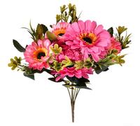 7 Head Artificial Silk Daisy Bouquet with Plastic Wire Stems for Wedding Favors Home Wall Art Decor and Creative Event Planning Applications (Rose Red)