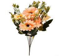 7 Head Artificial Silk Daisy Bouquet with Plastic Wire Stems for Wedding Favors Home Wall Art Decor and Creative Event Planning Applications (Peach Pink)