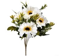 7 Head Artificial Silk Daisy Bouquet with Plastic Wire Stems for Wedding Favors Home Wall Art Decor and Creative Event Planning Applications (White)