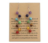 7 Healing Chakra Earrings Engery Protection Jewelry Reiki Stone Dangle Hook Earrings Anxiety relief Gift For Yoga Meditation (7 Chakra Earrings)