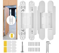 7" Hidden Door Hinge/Concealed Hinges,Invisible Hinges,Invisible Door Silent 180 Degree Swing Hinge 3-Way Adjustable Butt 7 x 2.8 x 1 (2, White 7 inch)