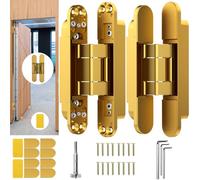 7" Hidden Door Hinge/Concealed Hinges,Invisible Hinges,Invisible Door Silent 180 Degree Swing Hinge 3-Way Adjustable Butt 7 x 2.8 x 1 (2, Gold 7 inch)