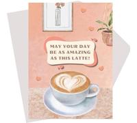 7 Hills Cards - Coffee Lover Birthday Card - May your day be as amazing as a this latte - Cute Happy Birthday Card for Friend, Latte Birthday Greeting Card