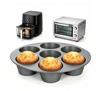 7 hole Non Stick Silicone Liners And Muffin Pan for Air Fryers - Reusable Baking Trays Easy to Release And Clean