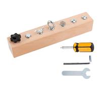 7-Hole Screw Combination Set, Educational Screw-Tightening Busy Board, with Wrenches and a Screwdriver, Toys for Young Learners, Wooden Fine Motor Skills Toy for Early Learning, Multicolor, 7.9 in,