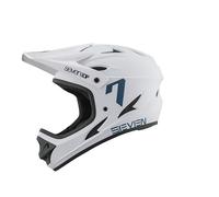 7 iDP M1 MTB Mountain Bike Full Face Lightweight Vented Bicycle Helmet (White/Blue, L)