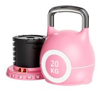 7 in 1 Adjustable Kettlebell, 10/20kg Kettlebell with Die-Cast Aluminum and ABS Material, Quick Adjustment Weights and Safety Lock, Space-Saving, for Full-body Workout & Cross-Training (Pink, 20kg)
