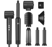 7-in-1 Air Styler, 110000 RPM High-Speed Negative Ionic Hair Dryer with Left and Right Curling Barrel, Straightening Comb, Wind Hood, Concentrator and Curlng Comb, Air stylers for Women - Black