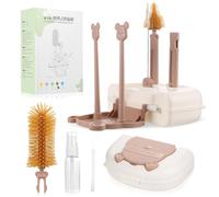 7 in 1 Baby Bottle Brush Set, Travel Baby Bottle Cleaning Kit, Complete with Silicone Bottles Cleaner Brushes, Straw & Pacifier Brush, 2 Drying Rods, Soap Dispenser, Storage Box, for Travel & Home