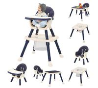7-in 1 Baby High Chair, Highchair with Removable Game Table, Adjustable Height, Footrest, Portable Baby Chair Multifunctional Combination for Babies Toddlers (Blue)