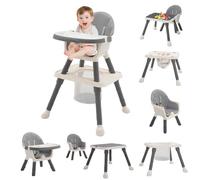 7-in 1 Baby High Chair, with Removable Game Table and Wheels Heightable Adjustable High Chair Function Combination for Babies Toddlers