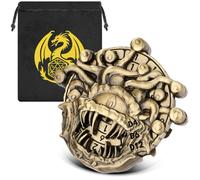 7-in-1 Beholder Fingertip Gyro, DND Wheel Dice Spiner, DND Starter Set, 7-in-1 Metal Dice Set, D&D Gifts with Dragon Logo Gift Bag, Tabletop Games, Role Playing Board Game Accessories, Bronze