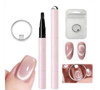 7-in-1 Cat Eye Nail Care Art Pen - Magnetic Gel Polish with Built-in Magnet,Long-Lasting Ccolor Lock,All-in-One Brush - Self-Leveling Formula, Beginner-Friendly Portable 3g（01# ＋Ring）