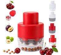 7-in-1 Cherry Pitter Tool, Cherry Pitter Tool, Multi-Function Pitting Tool, Portable Cherries Corer Stoner Seed Tool with Lock Design, Fruit Pit Remover for Cherry Jam (Red, 1 Pcs)