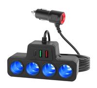 7 in 1 Cigarette Lighter USB Charger 120W Car Cigarette Lighter Spliter Adapter with 4 Sockets & 3 USB Ports(QC3.0/USB3.1/PD3.1)Fast Charge for 12V/24V Car Devices Phones iPad Laptop GPS Dashcam Black