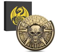 7-in-1 Corpse Skull Fingertip Gyro, DND Wheel Dice Spiner, DND Starter Set, 7-in-1 Metal D&D Dice Set, D&D Gifts with Dragon Logo Gift Box, Tabletop Games, Role Playing Board Game Accessories, Bronze