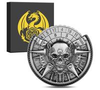 7-in-1 Corpse Skull Fingertip Gyro, DND Wheel Dice Spiner, DND Starter Set, 7-in-1 Metal D&D Dice Set, D&D Gifts with Dragon Logo Gift Box, Tabletop Games, Role Playing Board Game Accessories, Silver