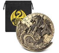 7-in-1 Dragon and Castle Fingertip Gyro, DND Wheel Dice Spiner, DND Starter Set, 7-in-1 Metal Dice Set, D&D Gifts with Dragon Logo Gift Bag, Tabletop Games, Role Playing Board Game Accessories, Bronze