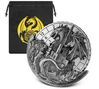 7-in-1 Dragon and Castle Fingertip Gyro, DND Wheel Dice Spiner, DND Starter Set, 7-in-1 Metal Dice Set, D&D Gifts with Dragon Logo Gift Bag, Tabletop Games, Role Playing Board Game Accessories, Silver