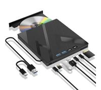 7 in 1 External Blu Ray Drive, External Blueray/DVD Drive for PC with SD/TF Port Blu Ray Burner, Support 100G Disc R/W for PC External Blu Ray Drive for Windows Linux MacOS Laptop Desktop