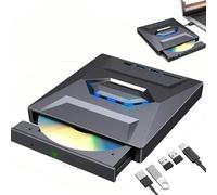 7-in-1 External Blu-ray Drive USB 3.0 & Type-C, USB C 3.0 Type-C Portable BD/DVD/CD Burner Writer Reader with 3 USB Ports Hub & SD/TF Card Reader, 6X External Bu-ray Drives for Laptop Desktop