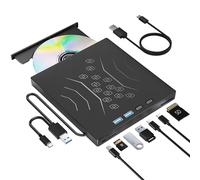 7 in 1 External DVD Drive, External CD/DVD Drive for Laptop USB 3.0 & Type-C, Portable CD/DVD +/-RW Disk Drive, CD/DVD Burner CD ROM External Drive for Laptop Desktop PC Windows 7/8/10/XP Mac Linux