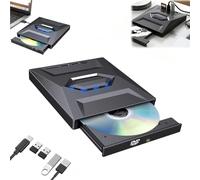 7-in-1 External USB DVD Drive & Blu-ray Player, USB 3.0 Type-C Portable CD/DVD ROM RW Burner Writer with 3 USB Ports, SD/TF Card Slots for Laptop Desktop Mac Windows 11/10 (Black)