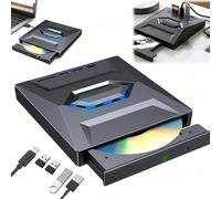 7-in-1 External USB DVD Drive & Blu-ray Player,USB C 3.0 Type-C Portable BD/DVD/CD Burner Writer Reader with 3 USB Ports Hub & SD/TF Card Reader,6X Blu-ray Optical Drive for Laptop/Desktop (Navy×1)