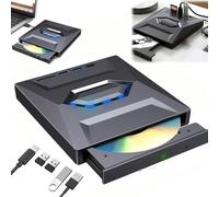 7-in-1 External USB DVD Drive & Blu-ray Player,USB C 3.0 Type-C Portable BD/DVD/CD Burner Writer Reader with 3 USB Ports Hub & SD/TF Card Reader,6X Blu-ray Optical Drive for Laptop Desktop