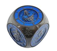 7 in 1 Fidget Spinner Dice for DND, Rounded Cubic Metal Dice Set with 3D Relief for Dungeons and Dragons Gifts with Box, Polyhedral Role Playing Game Dices, Fantasy D&D Tabletop RPG Black+Blue