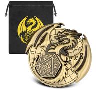 7-in-1 Flying Dragon Fingertip Gyro, DND Wheel Dice Spiner, DND Starter Set, 7-in-1 Metal D&D Dice Set, D&D Gifts with Dragon Logo Gift Bag, Tabletop Games, Role Playing Board Game Accessories, Bronze