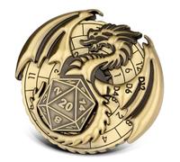 7-in-1 Flying Dragon Fingertip Gyro, DND Wheel Dice Spiner, DND Starter Set, 7-in-1 Metal D&D Dice Set, D&D Gifts with Dragon Logo Gift Box, Tabletop Games, Role Playing Board Game Accessories, Bronze