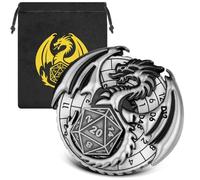 7-in-1 Flying Dragon Fingertip Gyro, DND Wheel Dice Spiner, DND Starter Set, 7-in-1 Metal D&D Dice Set, D&D Gifts with Dragon Logo Gift Bag, Tabletop Games, Role Playing Board Game Accessories, Silver