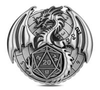 7-in-1 Flying Dragon Fingertip Gyro, DND Wheel Dice Spiner, DND Starter Set, 7-in-1 Metal D&D Dice Set, D&D Gifts with Dragon Logo Gift Box, Tabletop Games, Role Playing Board Game Accessories, Silver